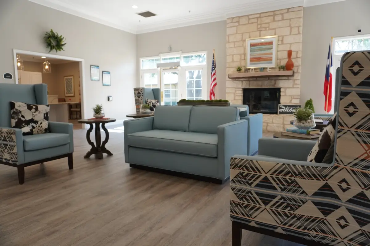 The lobby and seating area at Sodalis Austin
