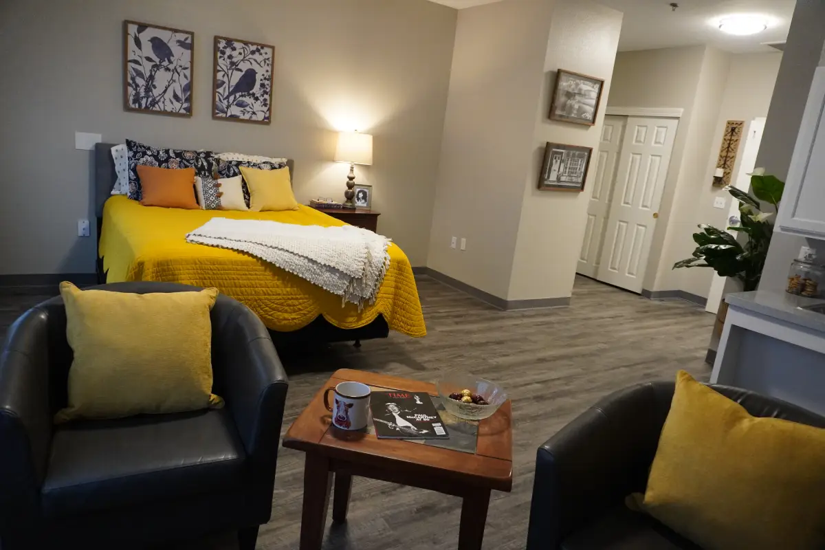 A furnished model apartment at Sodalis Austin